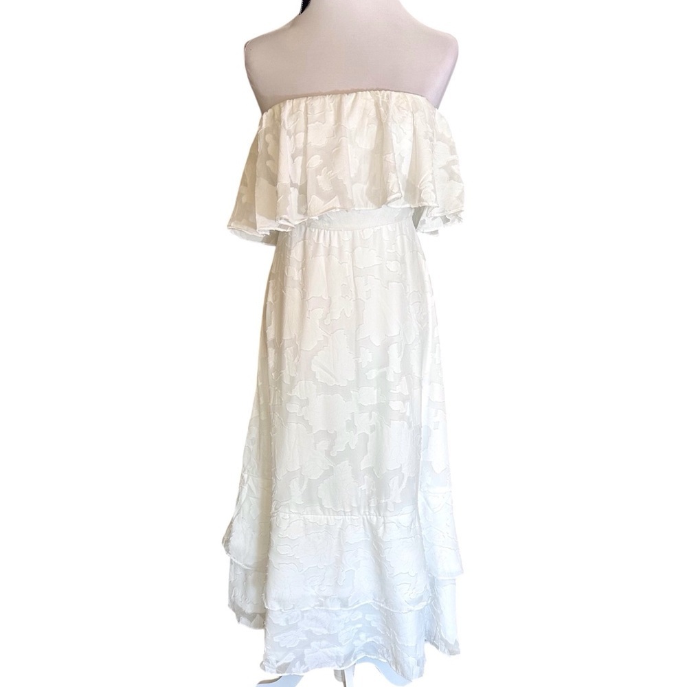 NWT Lulu’s white sleeveless tiered dress midi length Sz XS